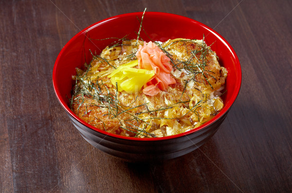 Teriyaki tavuk pirinç geleneksel japon gıda kırmızı Stok fotoğraf © fanfo