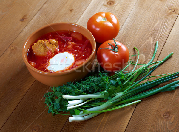  red-beet soup (borscht)  Stock photo © fanfo