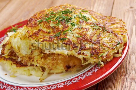 Japanese food close-up Okonomiyaki. Stock photo © fanfo