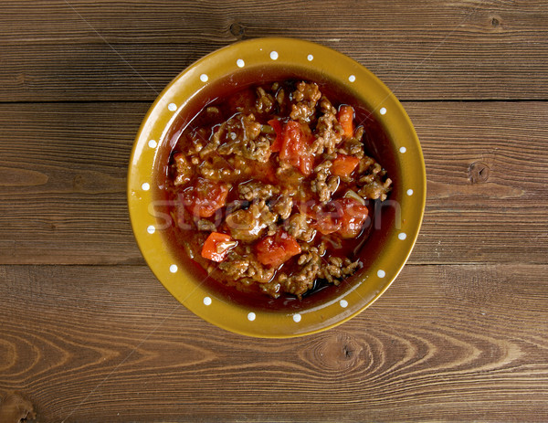 Gericht traditionellen Rindfleisch Gemüse Tabelle Fleisch Stock foto © fanfo