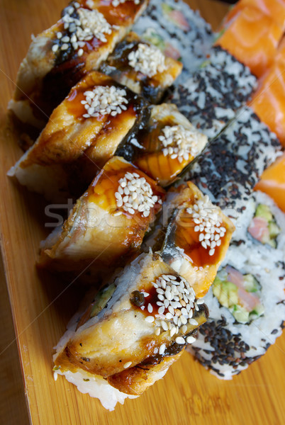 Roll made of Smoked eel Stock photo © fanfo