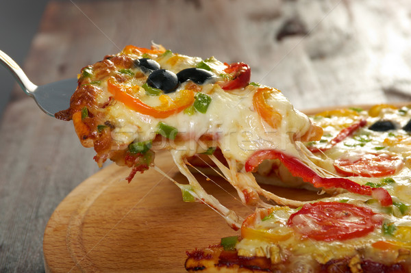 Fatia queijo casa pizza tomates Foto stock © fanfo