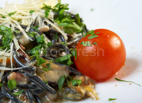 Spaghetti al Nero di Seppia Stock photo © fanfo