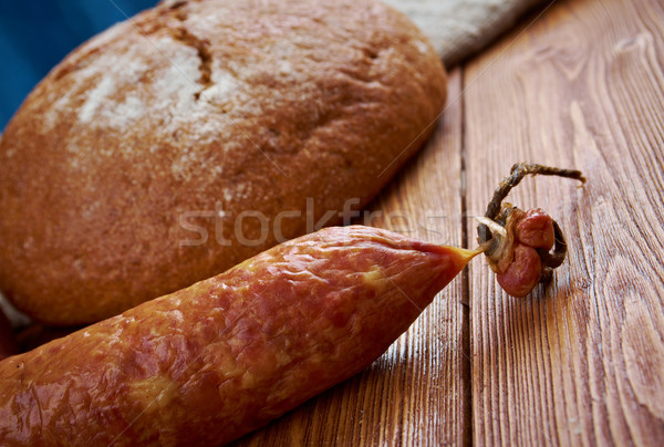 Composition with salami sausages Stock photo © fanfo
