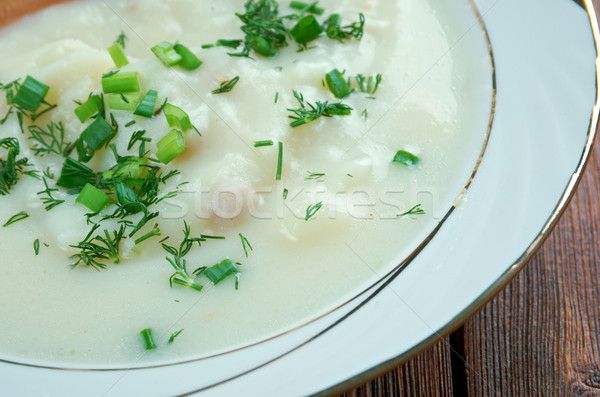 Aardappelsoep worstjes worst Duitsland smakelijk peterselie Stockfoto © fanfo