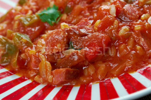 Schotel rijst groenten worst Rood lunch Stockfoto © fanfo