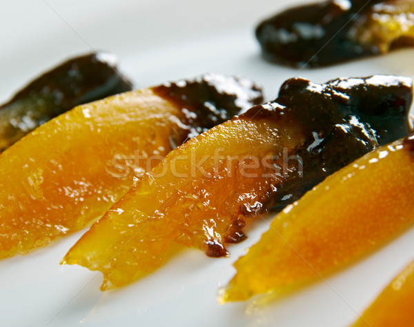 Kandírozott narancs étcsokoládé francia konyha gyümölcs csokoládé Stock fotó © fanfo