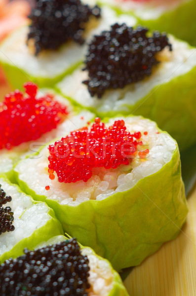 Rulo füme balık Japon sushi Stok fotoğraf © fanfo