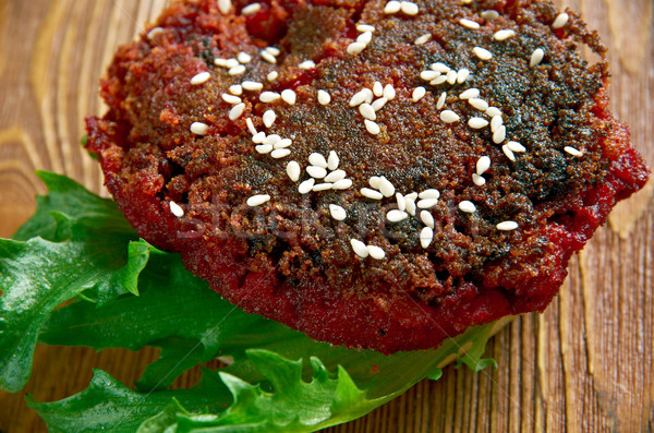 Kwartaal hamburger salade toast maaltijd Stockfoto © fanfo