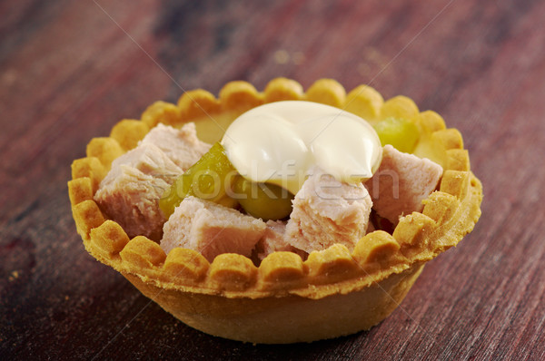 tartlet with salad on wooden board Stock photo © fanfo