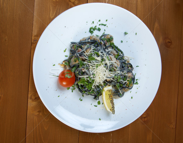 Spaghetti al Nero di Seppia Stock photo © fanfo