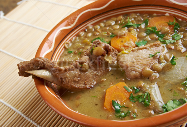 French soup with lentils and Dijon mustard Stock photo © fanfo