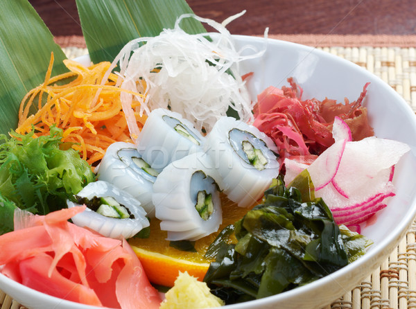 Salata deniz yosunu gıda plaka yemek Stok fotoğraf © fanfo