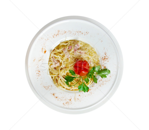 Pasta Carbonara with ham Stock photo © fanfo