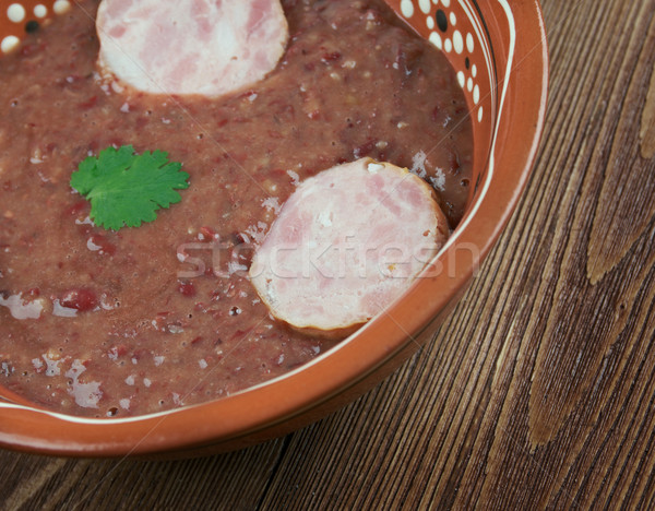 Sud rénale bean soupe saucisse dîner Photo stock © fanfo