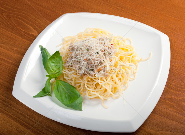 спагетти чаши яйцо ресторан сыра пасты Сток-фото © fanfo