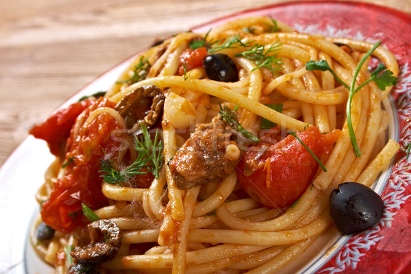 Spaghetti alla puttanesca Stock photo © fanfo