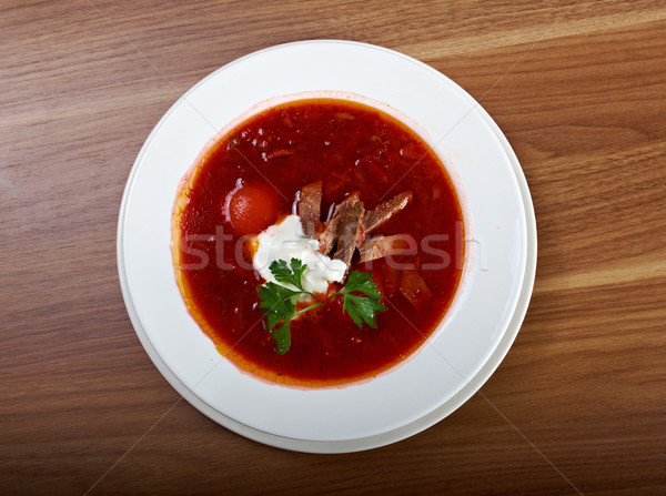 ukrainian and russian red-beet soup (borscht) Stock photo © fanfo