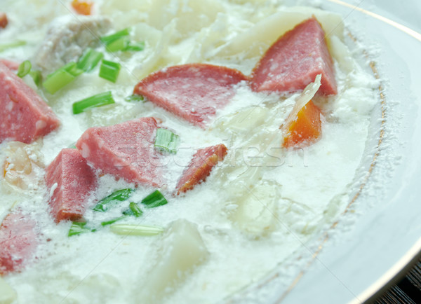 Creamy Cabbage  Kielbasa Soup Stock photo © fanfo