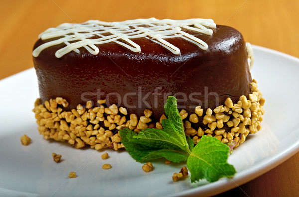 Stockfoto: Cake · chocolade · witte · plaat · boord