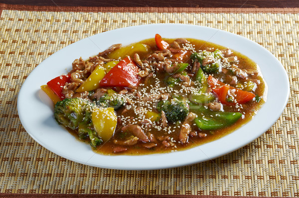 pork with tart sweet sauce,pineapple and pepper Stock photo © fanfo