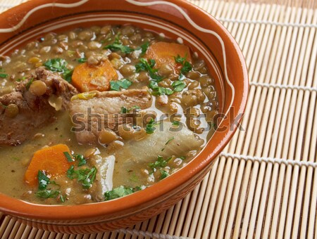 French soup with lentils and Dijon mustard Stock photo © fanfo