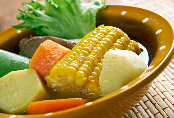 メキシコ料理 伝統的な スープ ほくろ スカッシュ サヤインゲン ストックフォト © fanfo