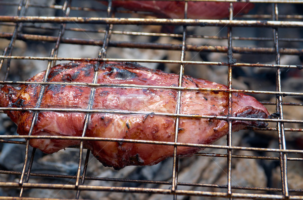ızgara Alevler yaz tavuk sıcak yemek Stok fotoğraf © fanfo