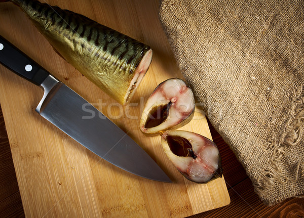 Smoked mackerel cut with slices Stock photo © fanfo