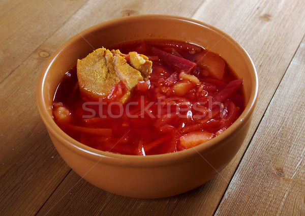  red-beet soup (borscht)  Stock photo © fanfo