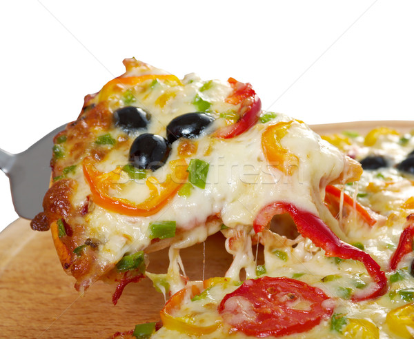 [[stock_photo]]: Tranche · fromages · maison · pizza · tomate