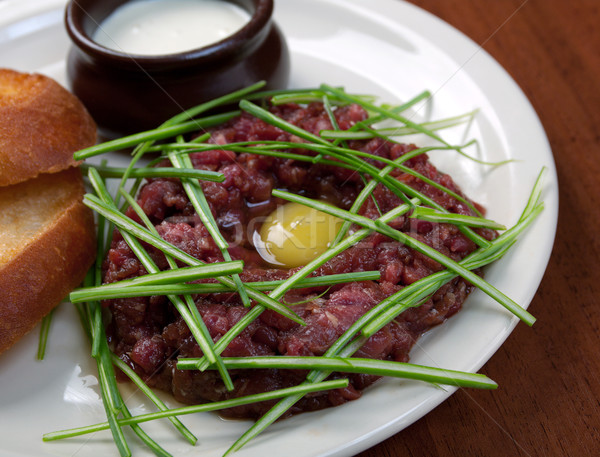 meat mincemeat with egg and crouton Stock photo © fanfo