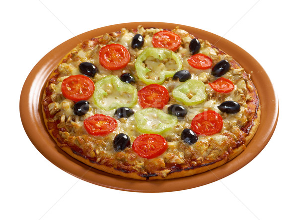 Home Pizza Tomaten Auberginen Käse Stock foto © fanfo