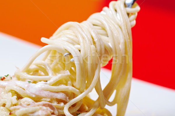 spaghetti carbonara on bowl Stock photo © fanfo