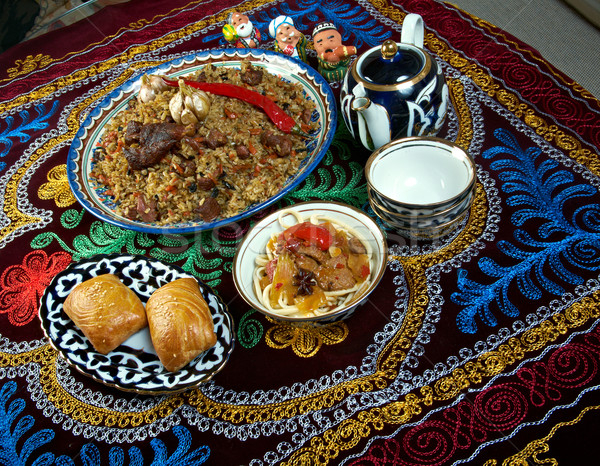 food set  Central Asian cuisine Stock photo © fanfo