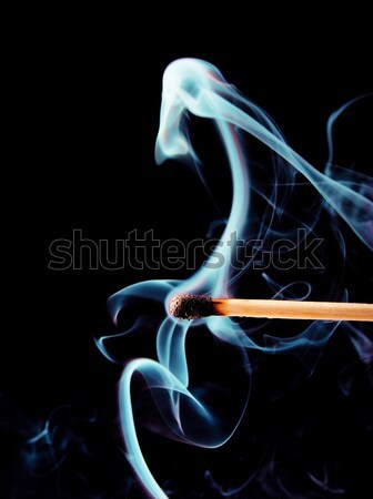 Füst gyufa ki fekete fa kék Stock fotó © fanfo