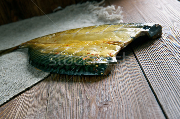 Geräuchert Fisch Gruppe Essen Meeresfrüchte gesunde Lebensmittel Stock foto © fanfo