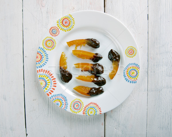 засахаренный оранжевый темный шоколад Французская кухня фрукты десерта Сток-фото © fanfo