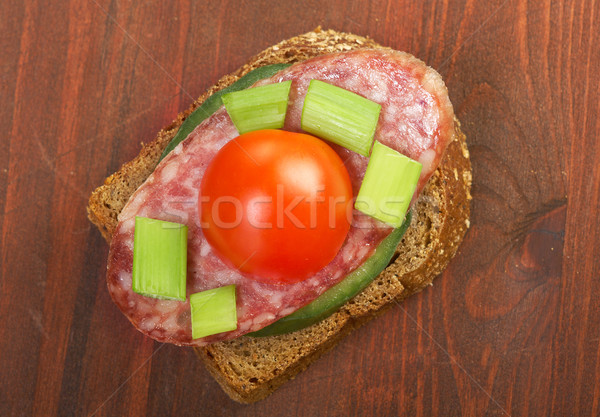 toasted crostini topped with Salami ,tomat Stock photo © fanfo