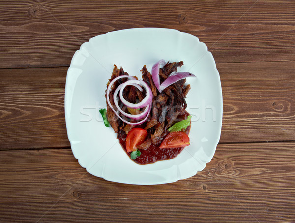 Traditionellen mexican Schweinefleisch Gericht Platte Fleisch Stock foto © fanfo