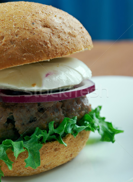 Végső görög ízletes marhahús hamburger stílus Stock fotó © fanfo