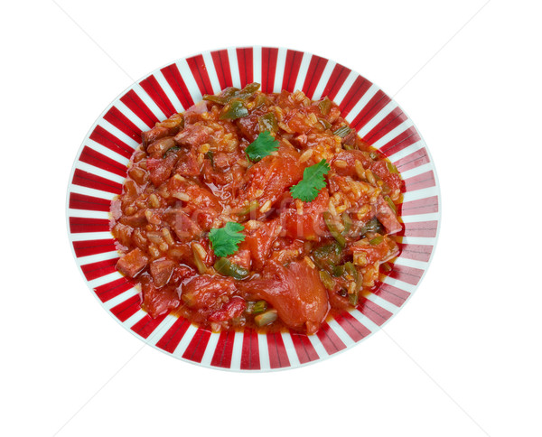 Schotel rijst groenten worst Rood lunch Stockfoto © fanfo