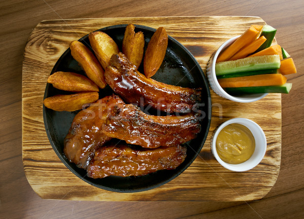 Grilled caramelized pork ribs Stock photo © fanfo