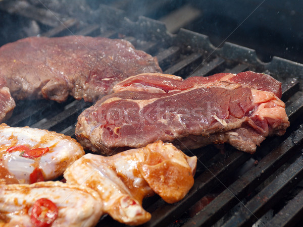 Cocina carne barbacoa superficial fuego grasa Foto stock © fanfo