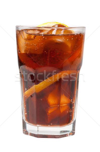 Ice cube droped in cola glass Stock photo © fanfo