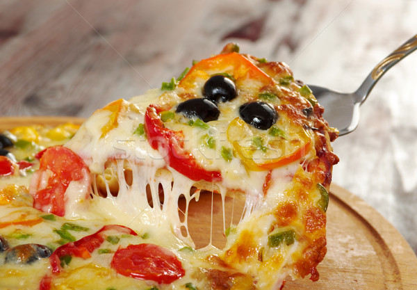 Stok fotoğraf: Dilim · peynir · ev · pizza · domates