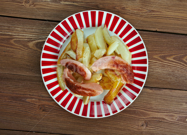 De comida rápida plato comida de la calle carne de vacuno salchichas Foto stock © fanfo