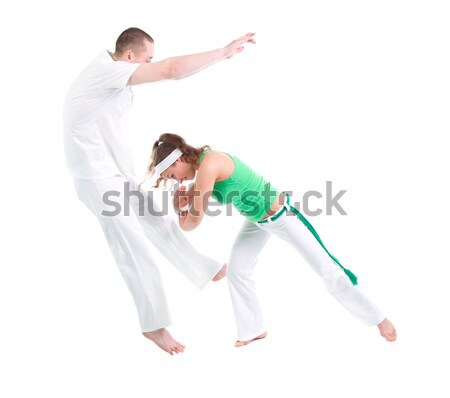 Nina capoeira bailarín posando blanco formación Foto stock © fanfo