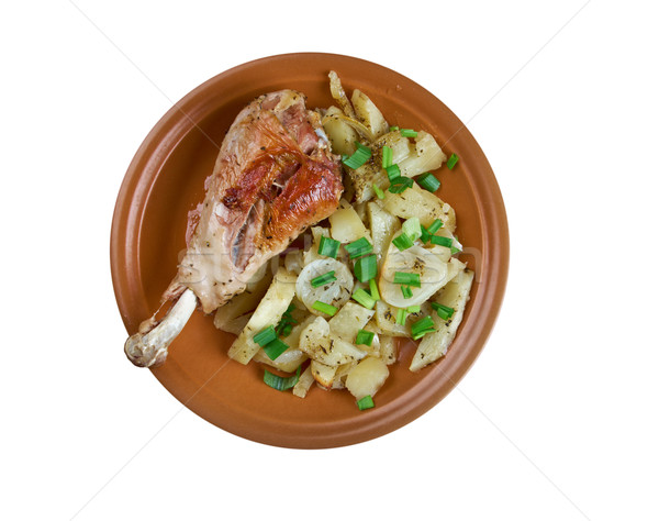 Turkey leg with baked  potatoes  Stock photo © fanfo