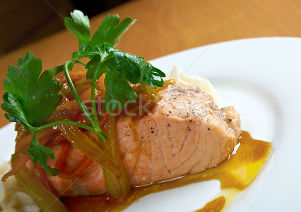 Grilled Salmon Steak Stock photo © fanfo